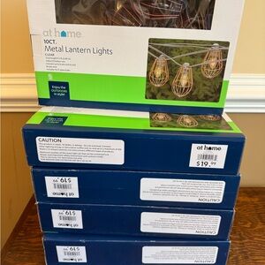 At Home Metal Lantern String Lights